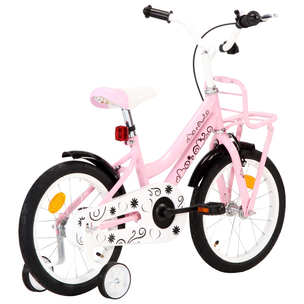 Kinderfiets Met Voordrager 16 Inch Wit En Roze