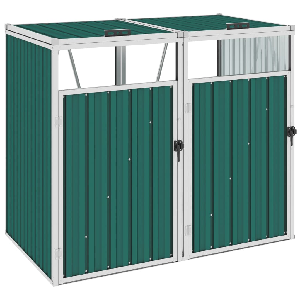 Afvalbakberging Dubbel 143X81X121 Cm Staal Groen