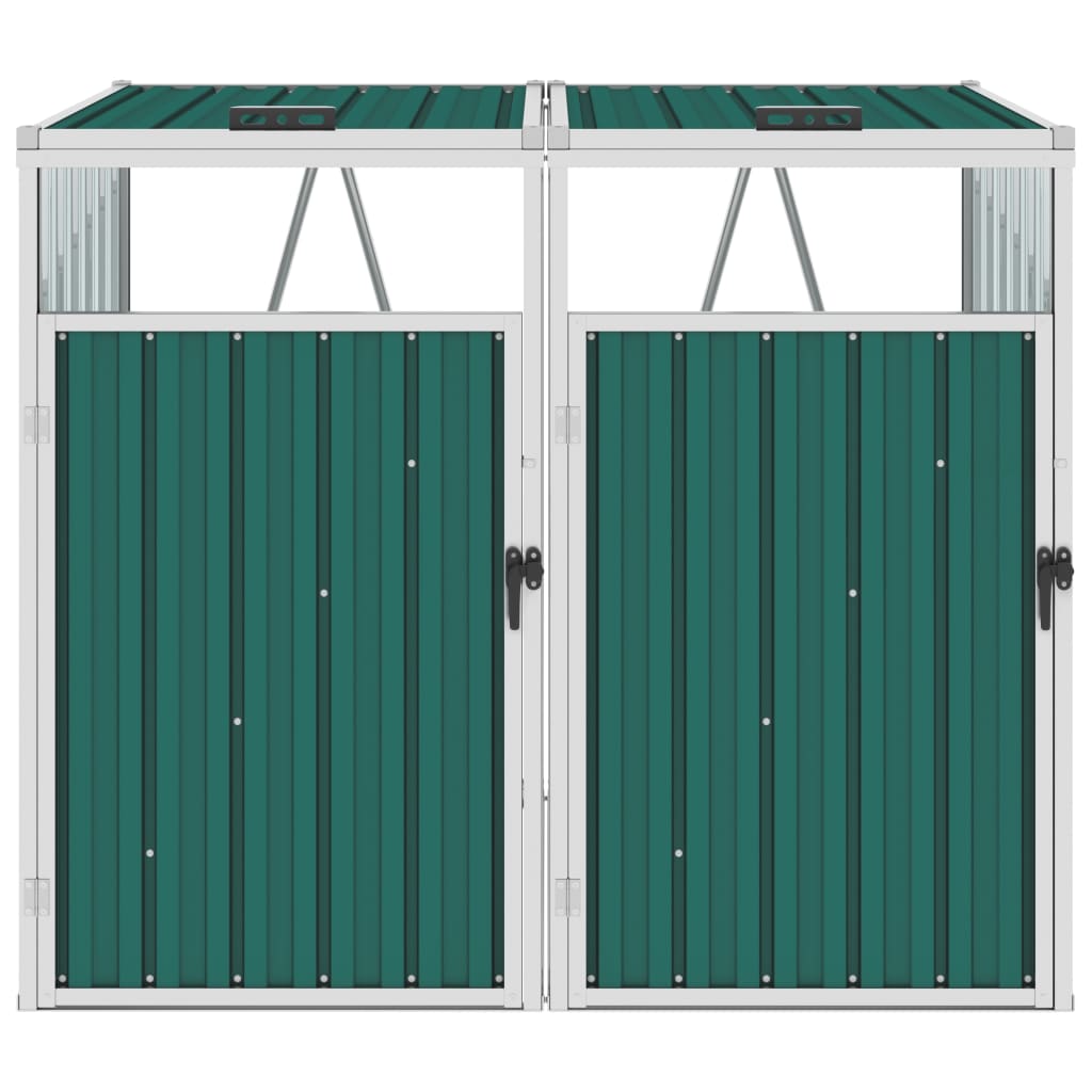 Afvalbakberging Dubbel 143X81X121 Cm Staal Groen