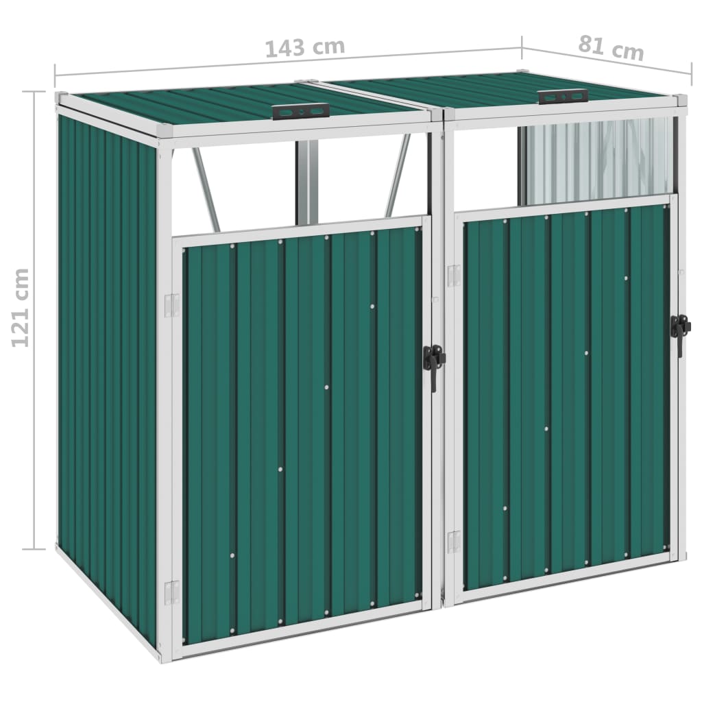 Afvalbakberging Dubbel 143X81X121 Cm Staal Groen
