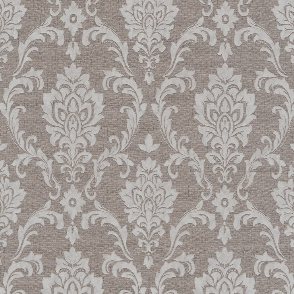 2 St Vliesbehangrollen Ornament Druk 0,53X10 M Taupe