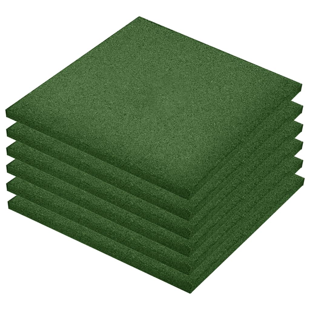 Valtegels 6 St 50X50X3 Cm Rubber Groen