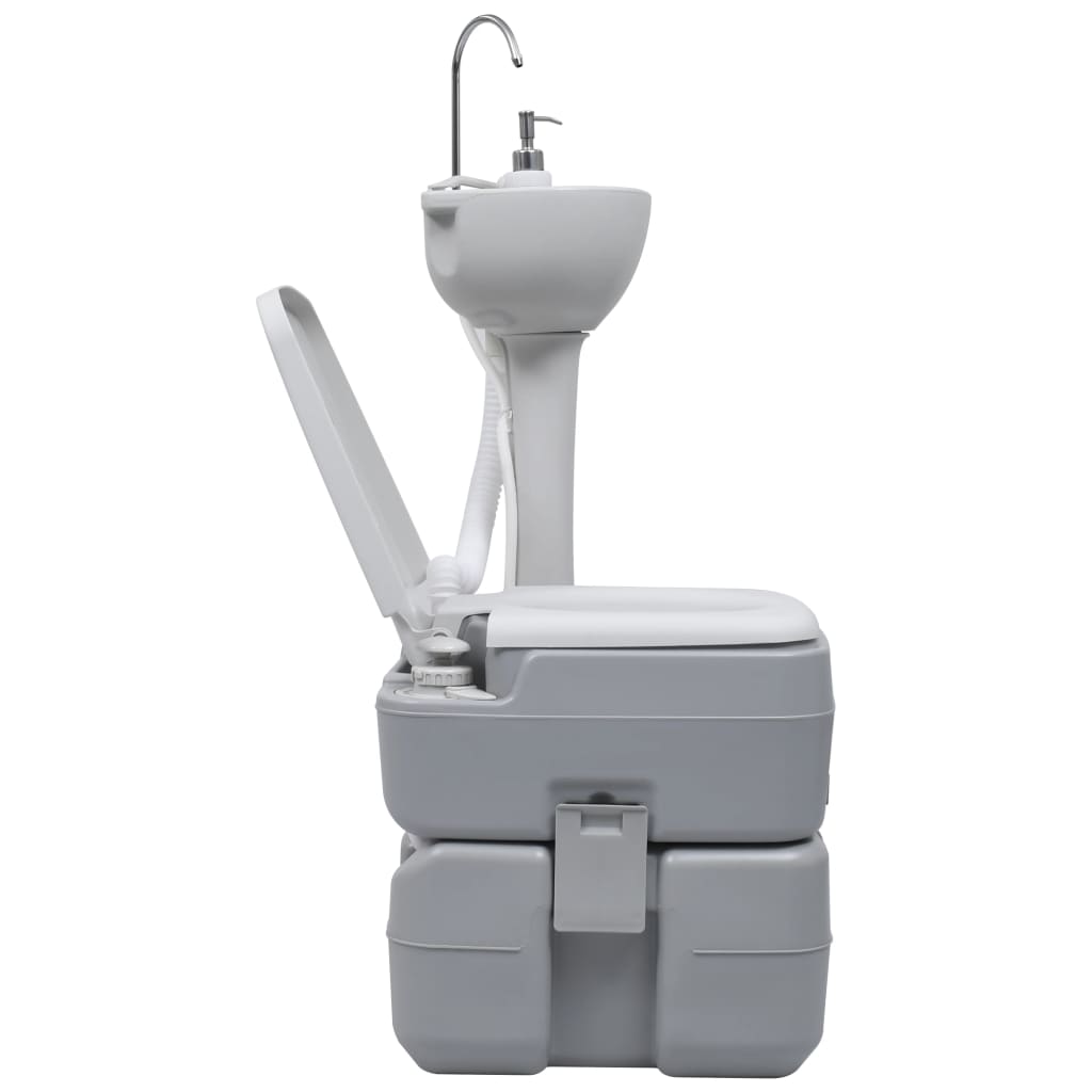 Kampeertoilet En Wasbak Draagbaar Grijs
