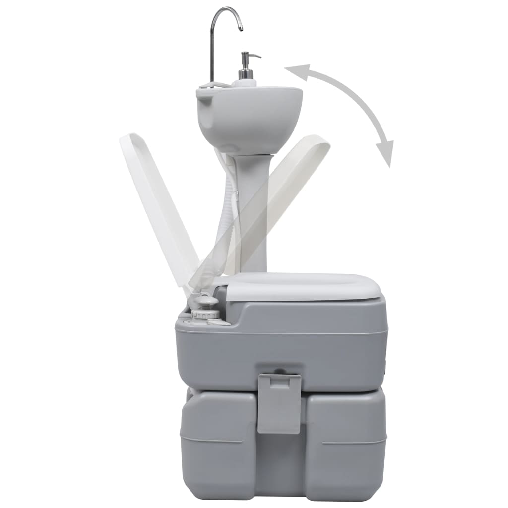 Kampeertoilet En Wasbak Draagbaar Grijs