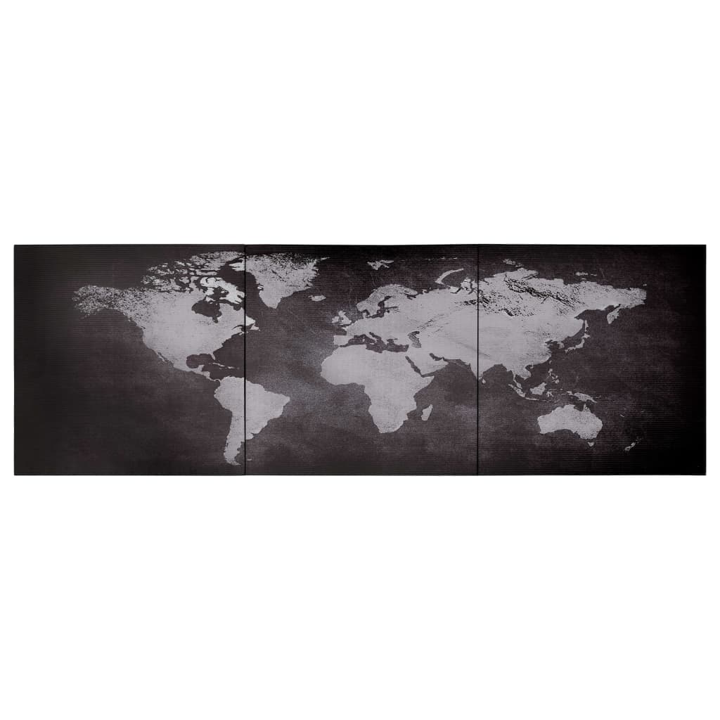 Wandprintset Wereldkaart 120X40 Cm Canvas Zwart