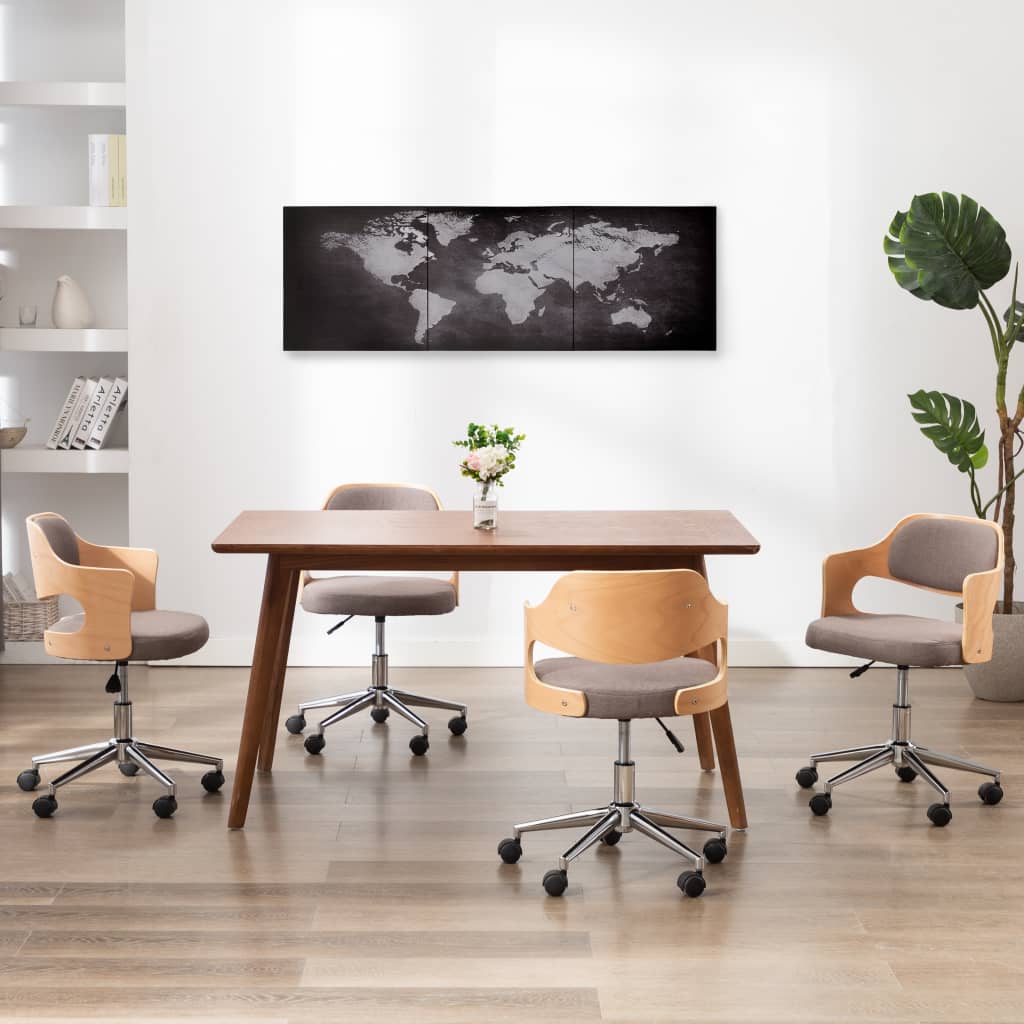 Wandprintset Wereldkaart 120X40 Cm Canvas Zwart
