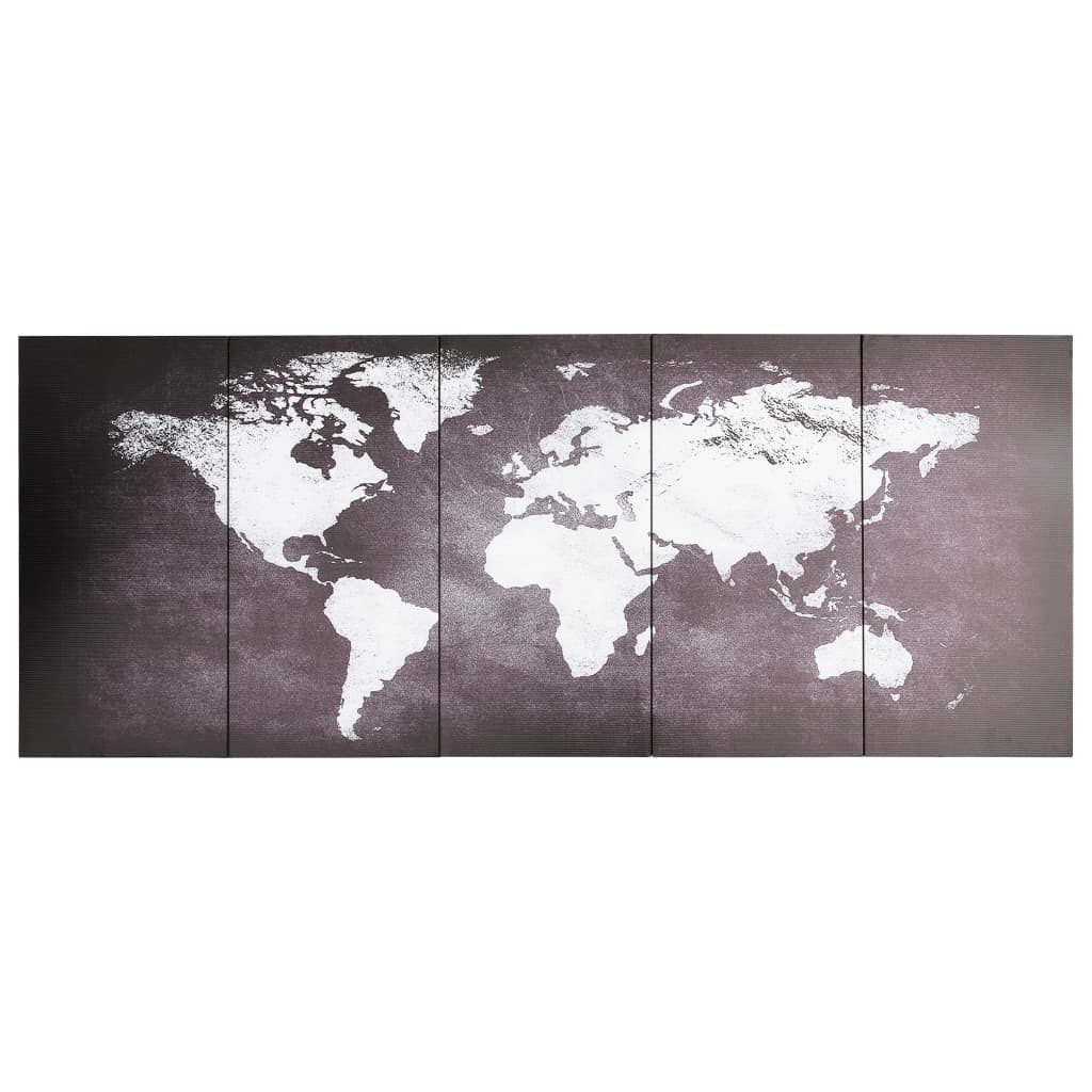 Wandprintset Wereldkaart 150X60 Cm Canvas Grijs