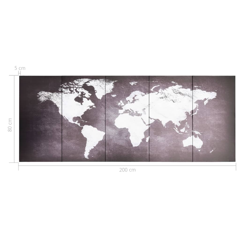 Wandprintset Wereldkaart 200X80 Cm Canvas Grijs