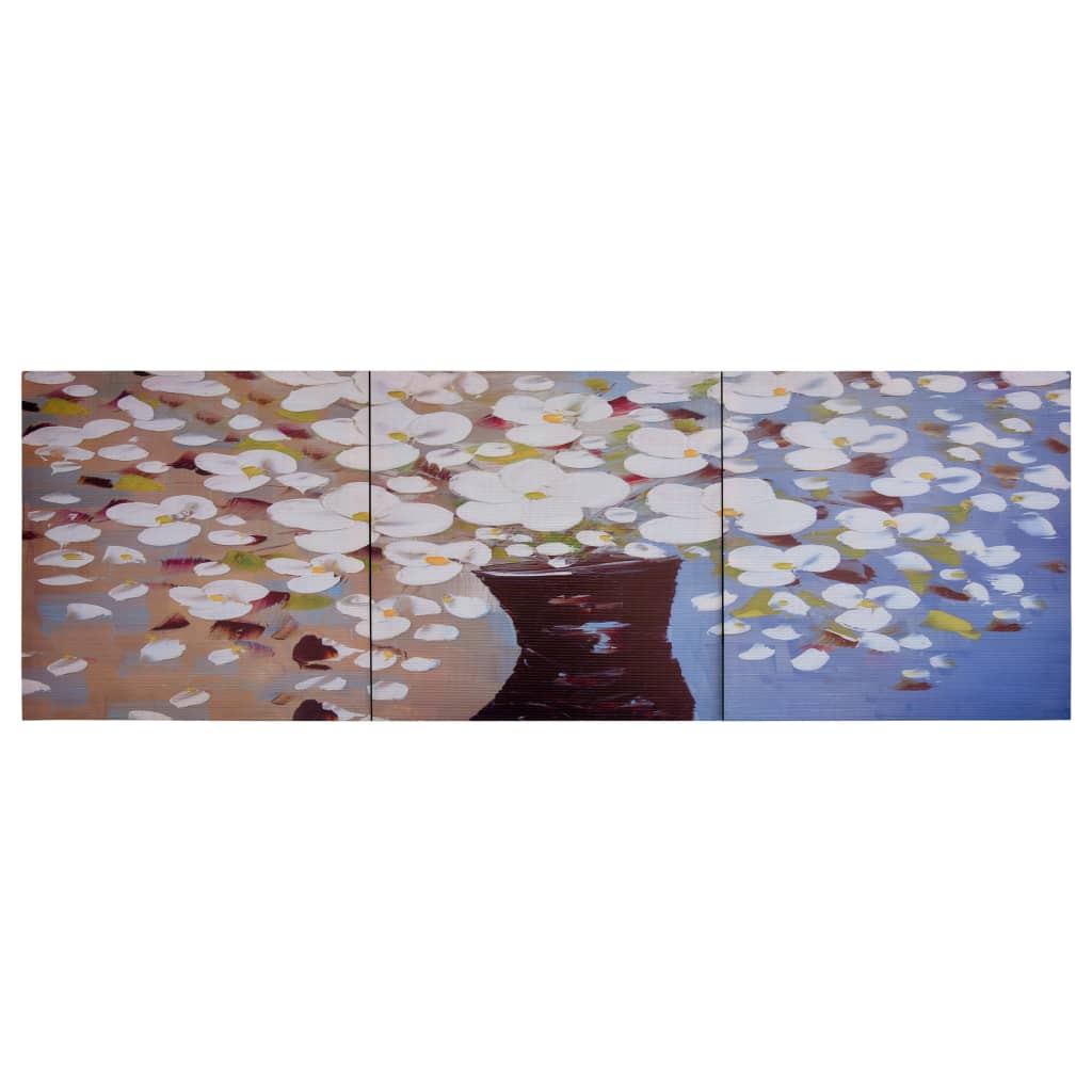 Wandprintset Bloemen In Vaas 120X40 Cm Canvas Meerkleurig