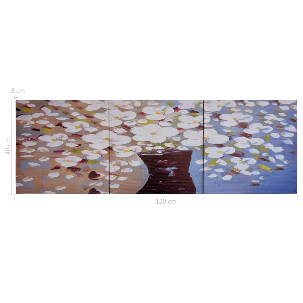 Wandprintset Bloemen In Vaas 120X40 Cm Canvas Meerkleurig