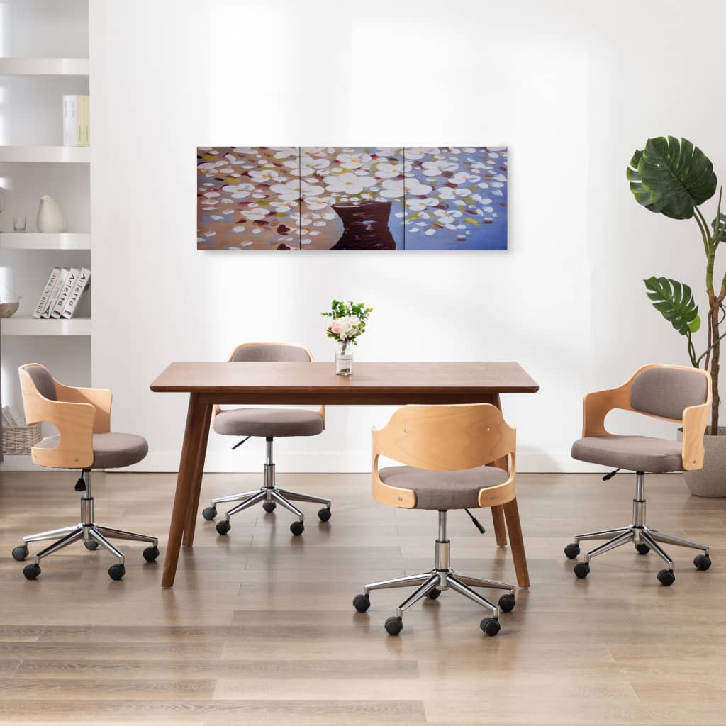 Wandprintset Bloemen In Vaas 120X40 Cm Canvas Meerkleurig