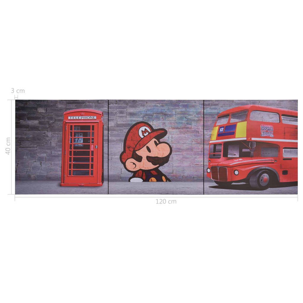 Wandprintset Londen 120X40 Cm Canvas Meerkleurig