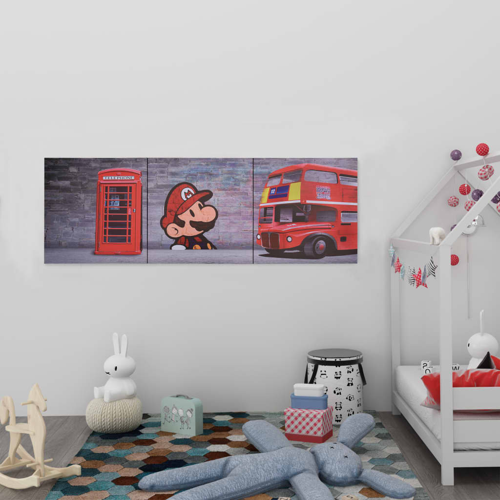 Wandprintset Londen 120X40 Cm Canvas Meerkleurig