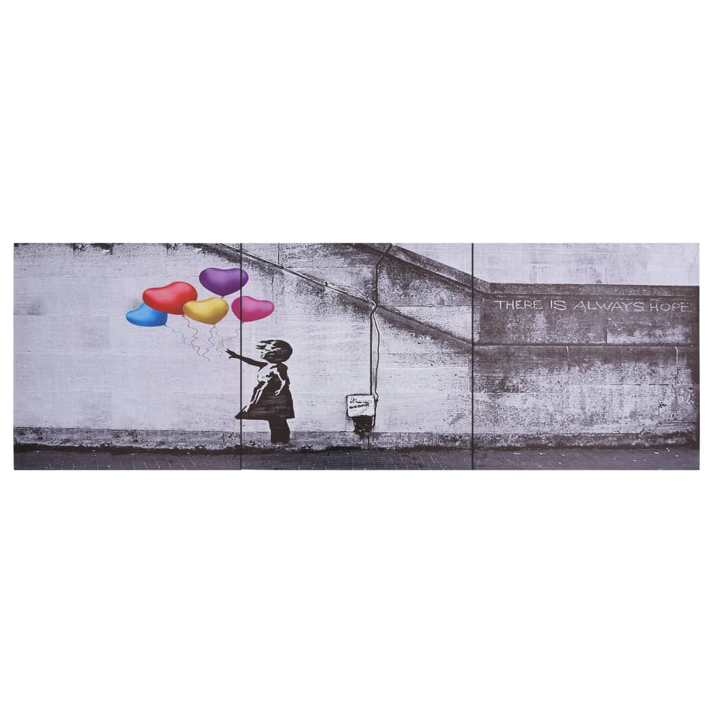 Wandprintset Ballonnen En Kind 120X40 Cm Canvas Meerkleurig