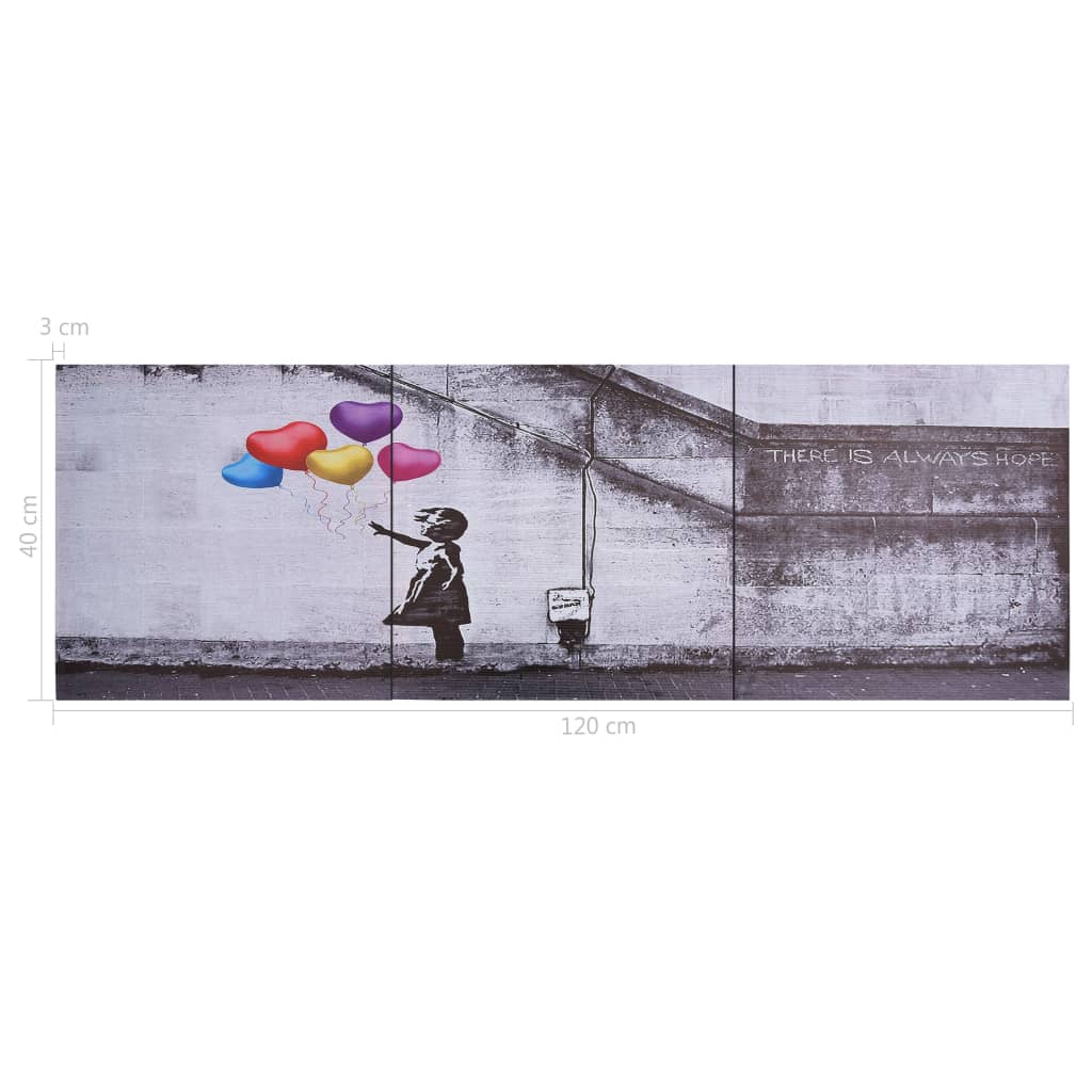 Wandprintset Ballonnen En Kind 120X40 Cm Canvas Meerkleurig