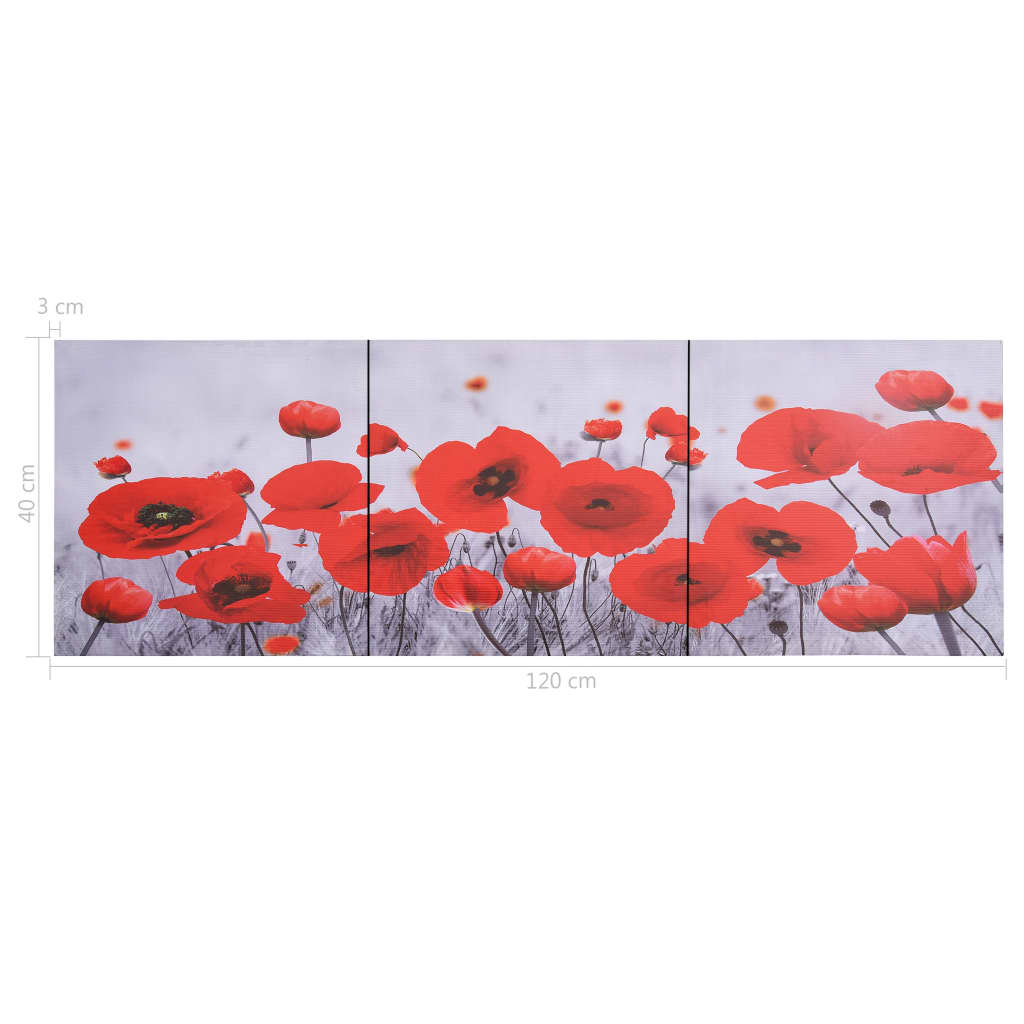 Wandprintset Bloem 120X40 Cm Canvas Meerkleurig
