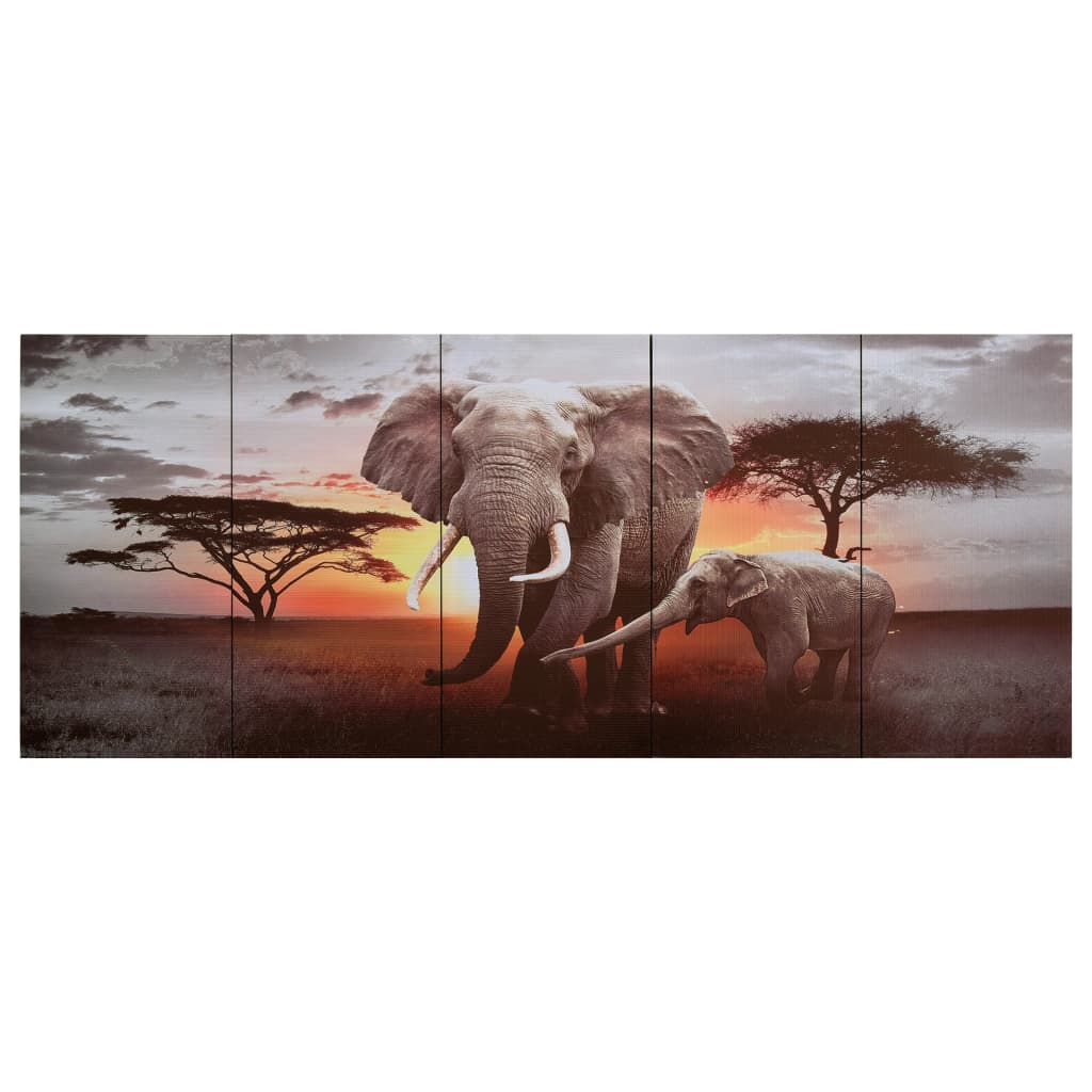 Wandprintset Olifant 150X60 Cm Canvas Meerkleurig