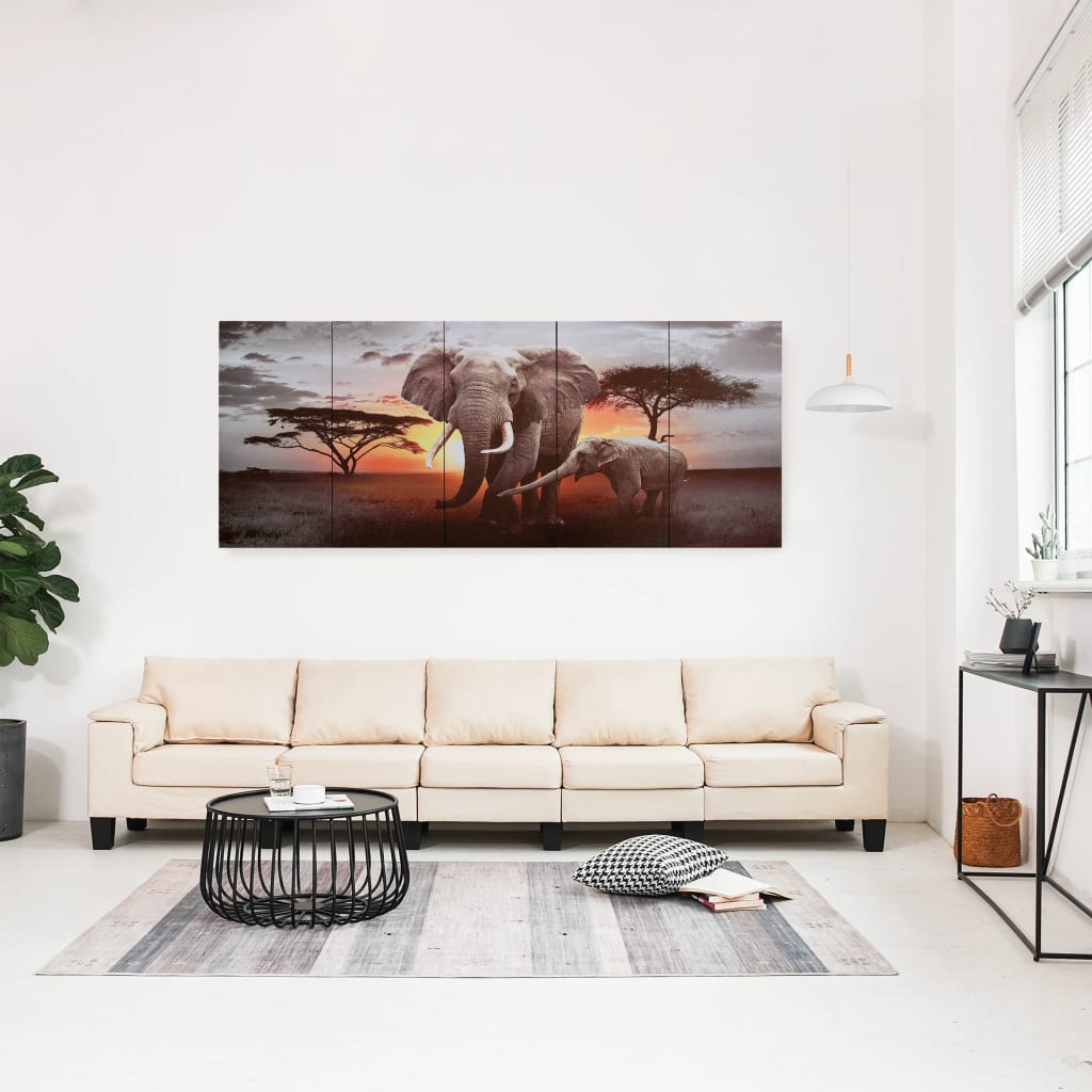 Wandprintset Olifant 200X80 Cm Canvas Meerkleurig