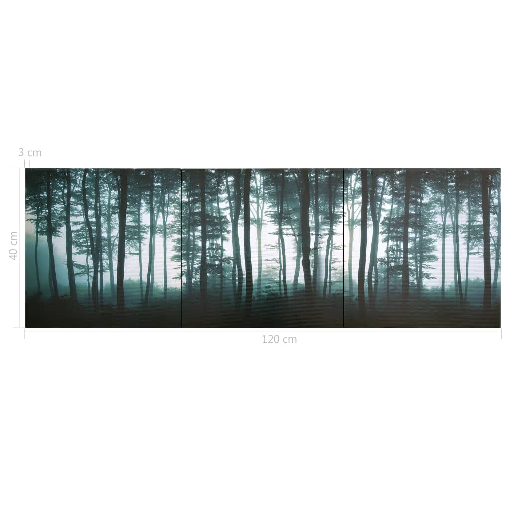 Wandprintset Bomen 120X40 Cm Canvas Meerkleurig
