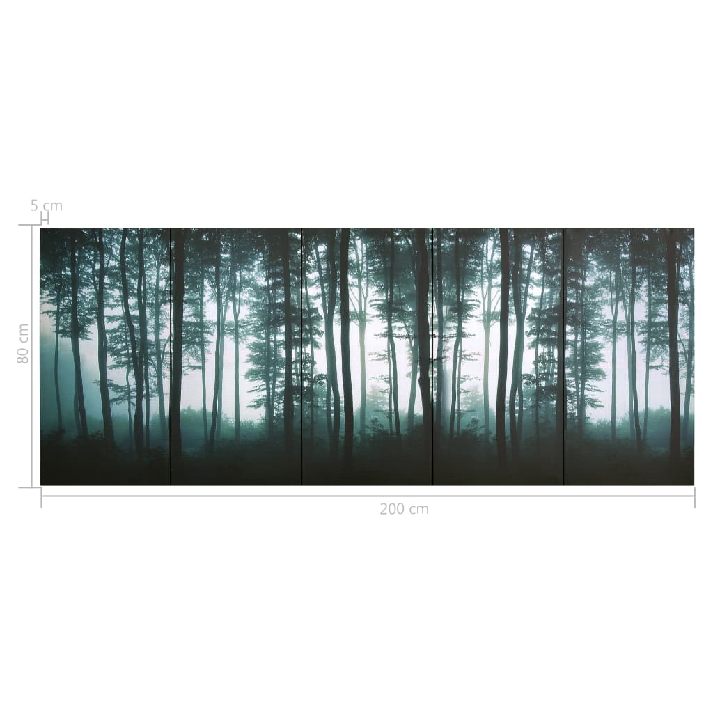 Wandprintset Bomen 200X80 Cm Canvas Meerkleurig