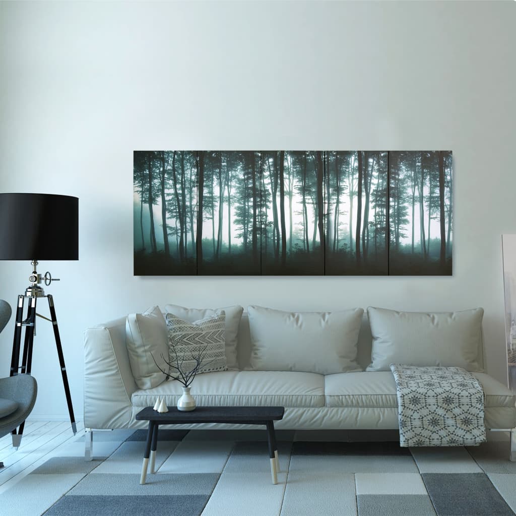 Wandprintset Bomen 200X80 Cm Canvas Meerkleurig