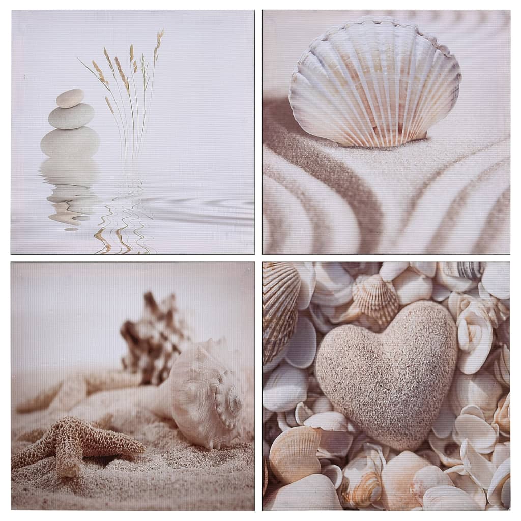 Wandprintset Schelp 80X80 Cm Canvas Meerkleurig