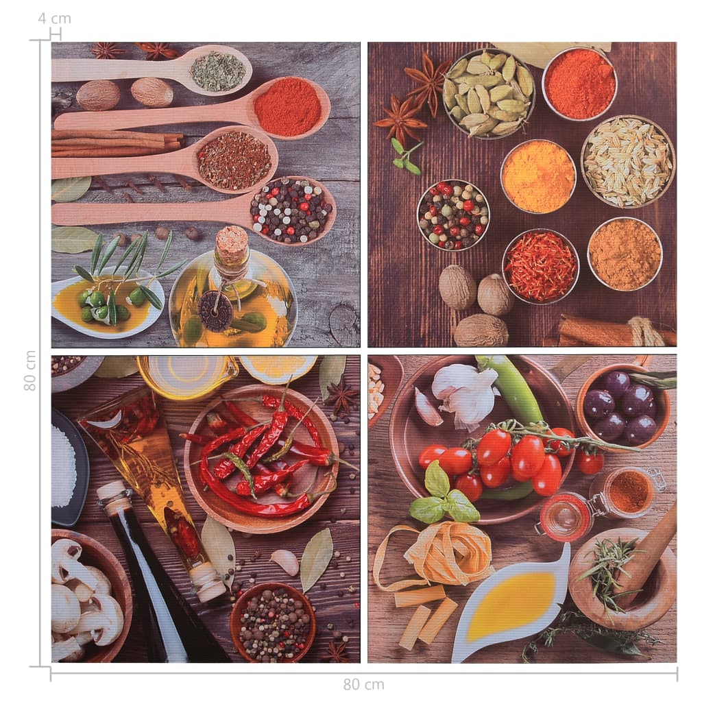 Wandprintset Keuken 80X80 Cm Canvas Meerkleurig
