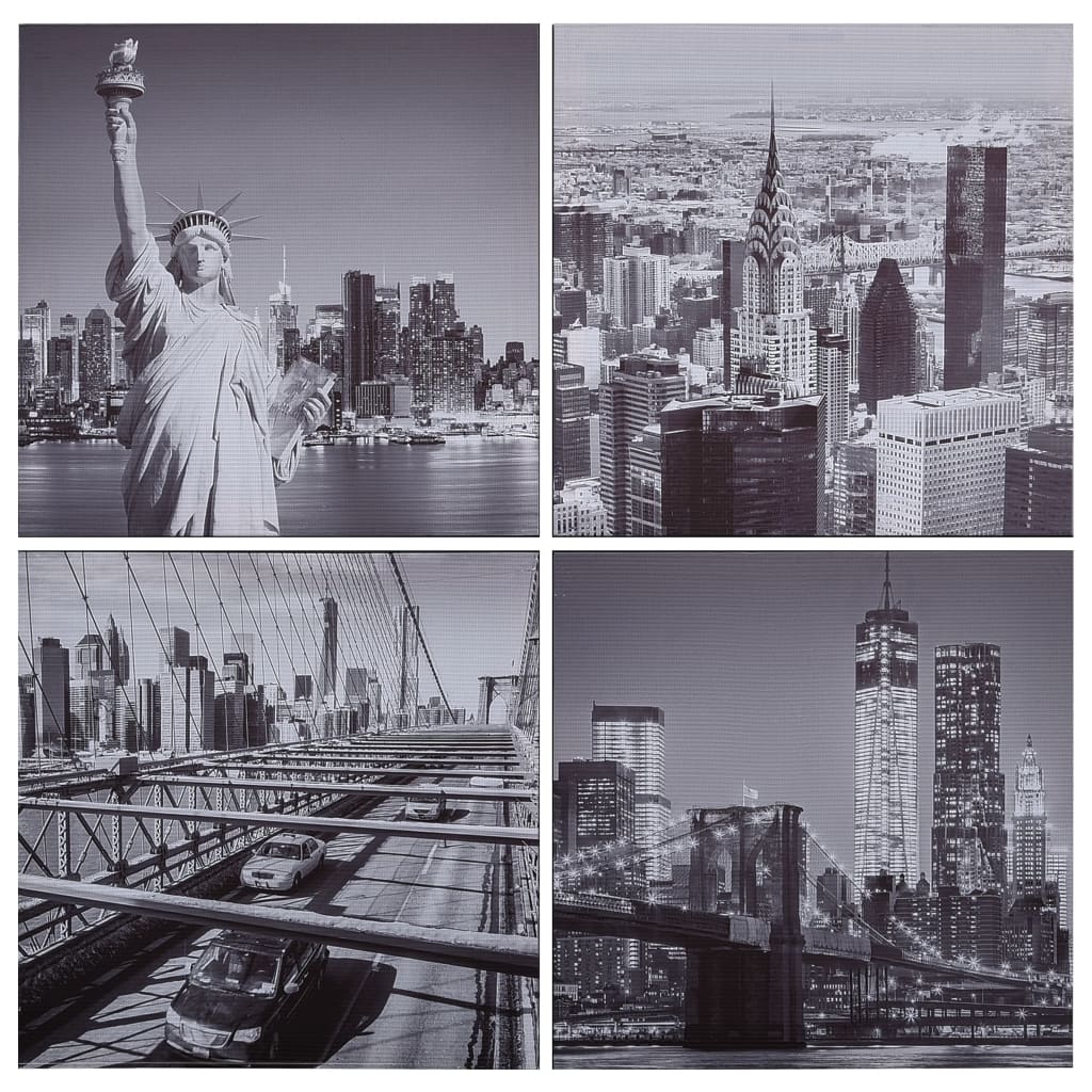 Wandprintset New York 80X80 Cm Canvas Meerkleurig