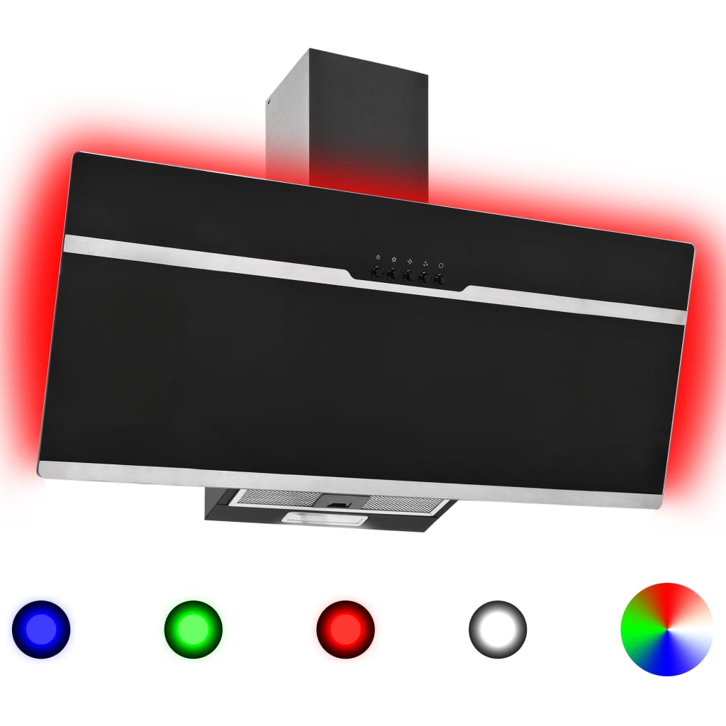 Afzuigkap Rgb-Led 90 Cm Roestvrij Staal En Gehard Glas