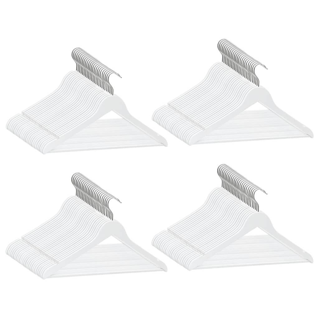 100-Delige Kledinghangerset Anti-Slip Hardhout Wit