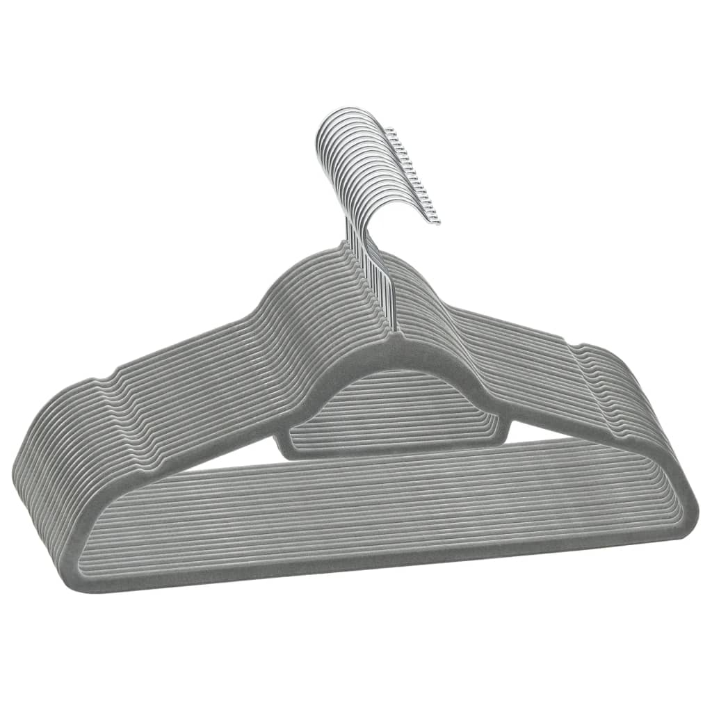 20-Delige Kledinghangerset Anti-Slip Fluweel Grijs