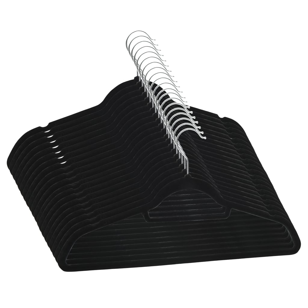 20-Delige Kledinghangerset Anti-Slip Fluweel Zwart