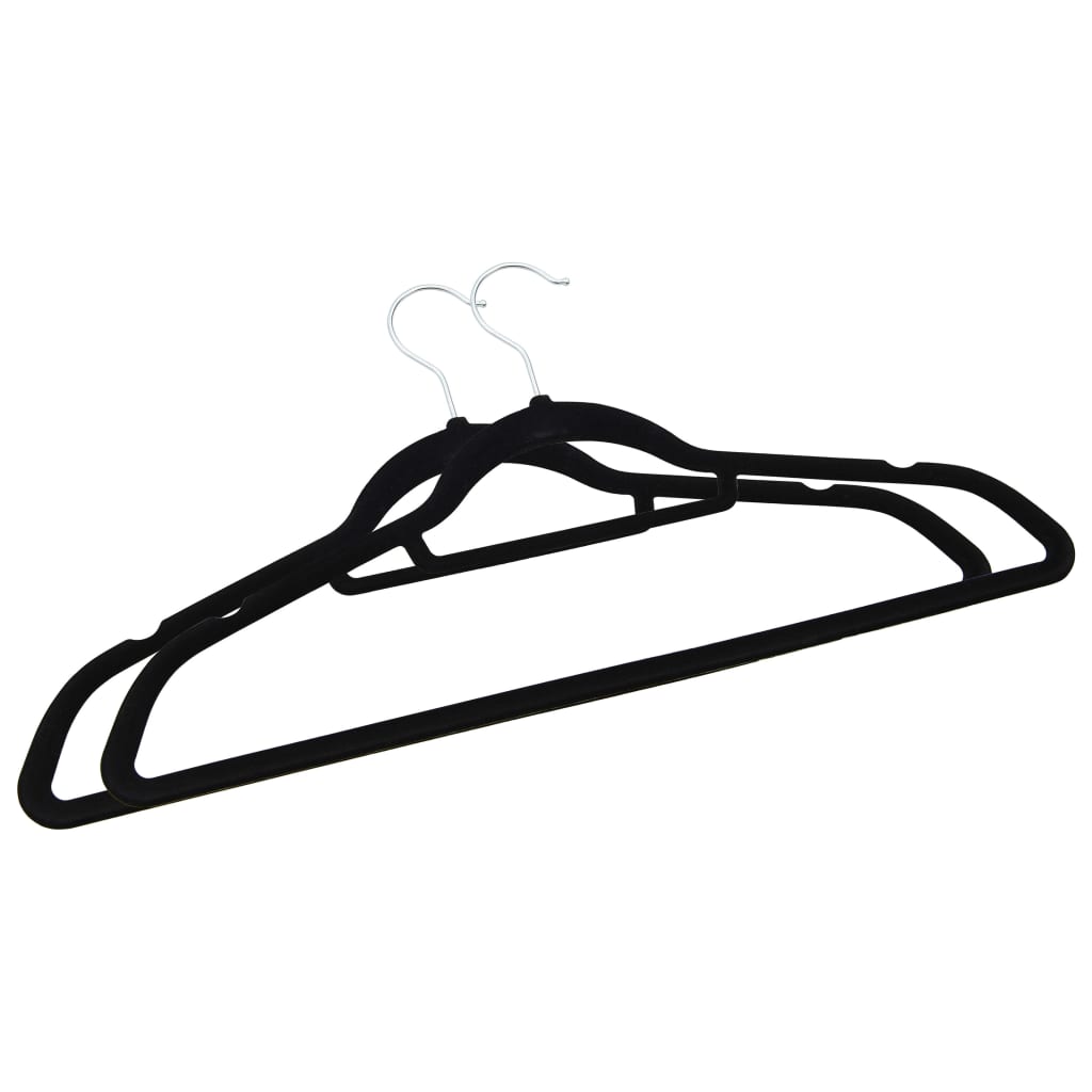 20-Delige Kledinghangerset Anti-Slip Fluweel Zwart