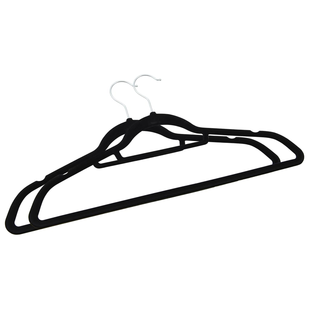 100-Delige Kledinghangerset Anti-Slip Fluweel Zwart