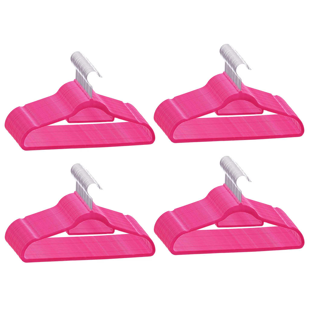 100-Delige Kledinghangerset Anti-Slip Fluweel Roze
