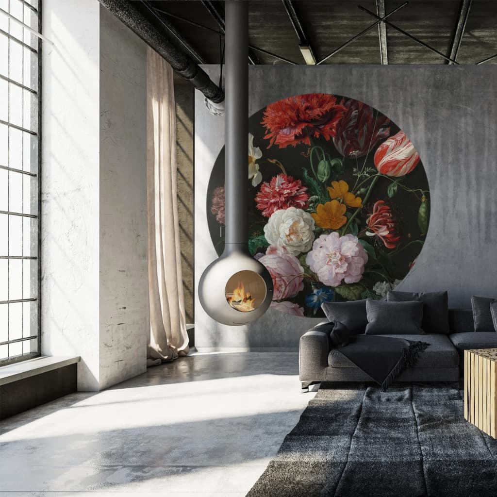 Wallart Behangcirkel Golden Age Flowers 190 Cm