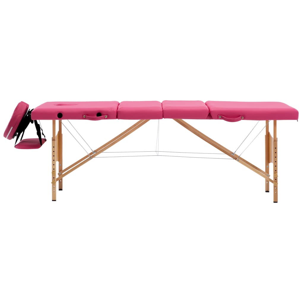 Massagetafel Inklapbaar 4 Zones Hout Roze