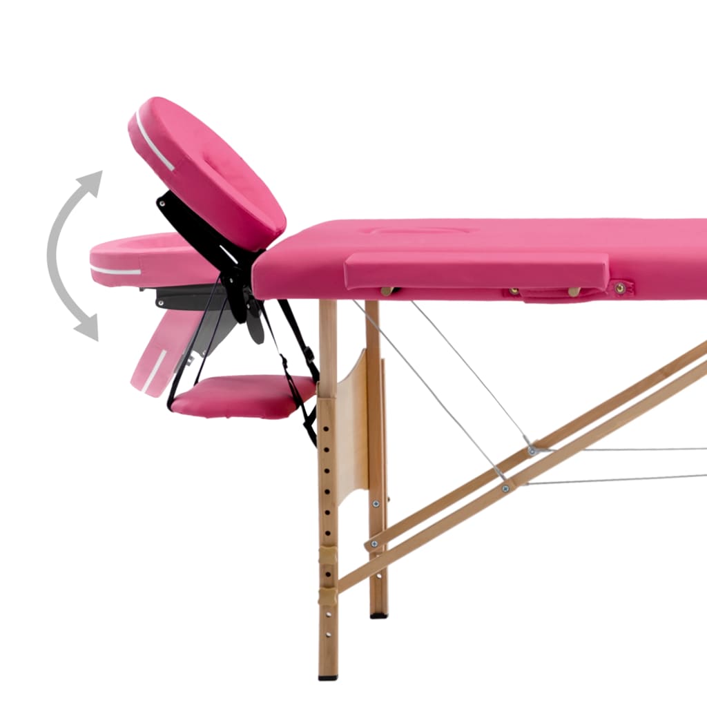 Massagetafel Inklapbaar 4 Zones Hout Roze