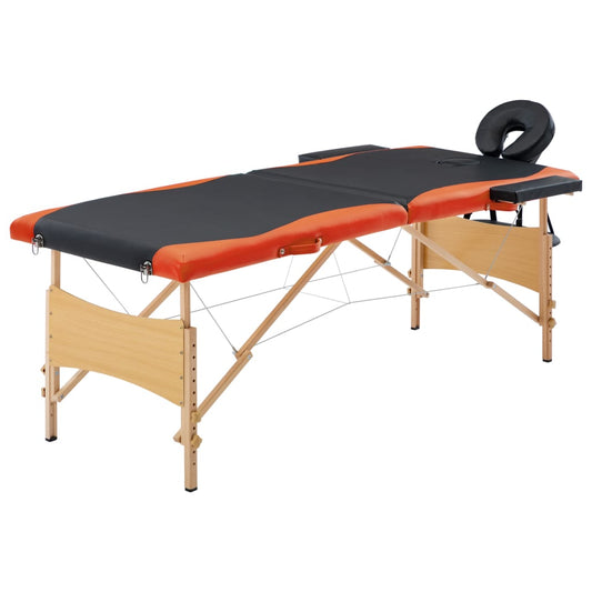 Massagetafel Inklapbaar 2 Zones Hout Zwart En Oranje