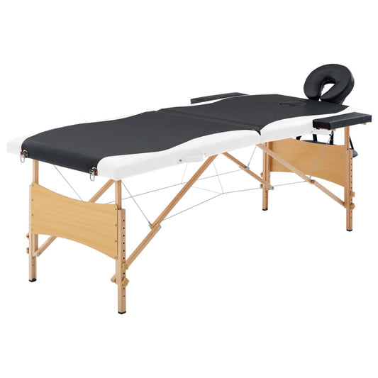Massagetafel Inklapbaar 2 Zones Hout Zwart En Wit