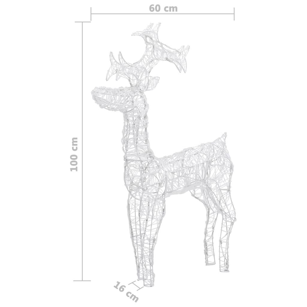 Buitenkerstversiering Rendieren 90 Led's 60X16X100 Cm Acryl