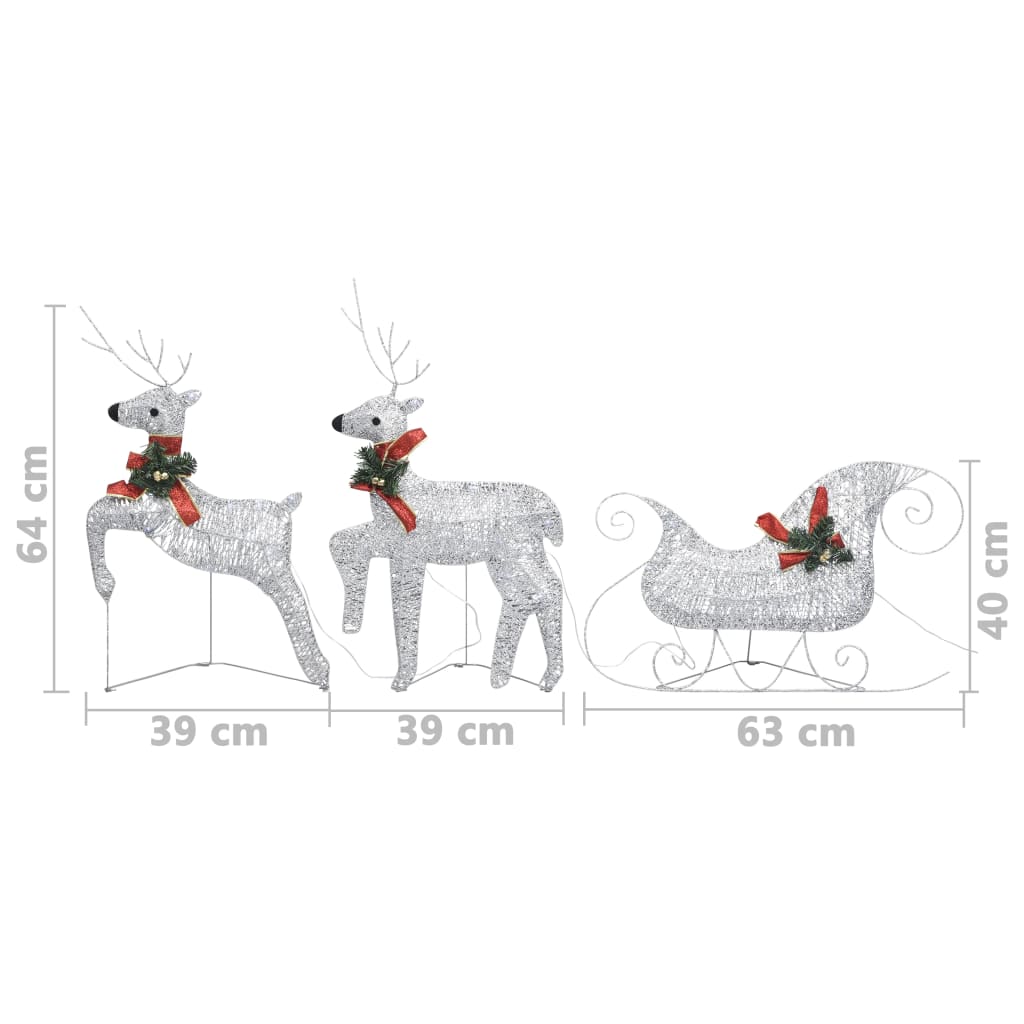 Buitenkerstversiering Rendieren En Slee 60 Led's Zilverkleurig