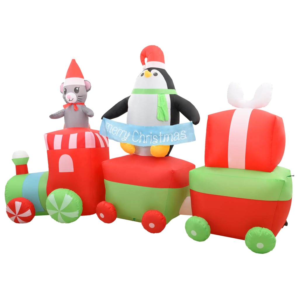 Kersttrein Met Pinguïn En Muis Opblaasbaar Led Ip44 350 Cm