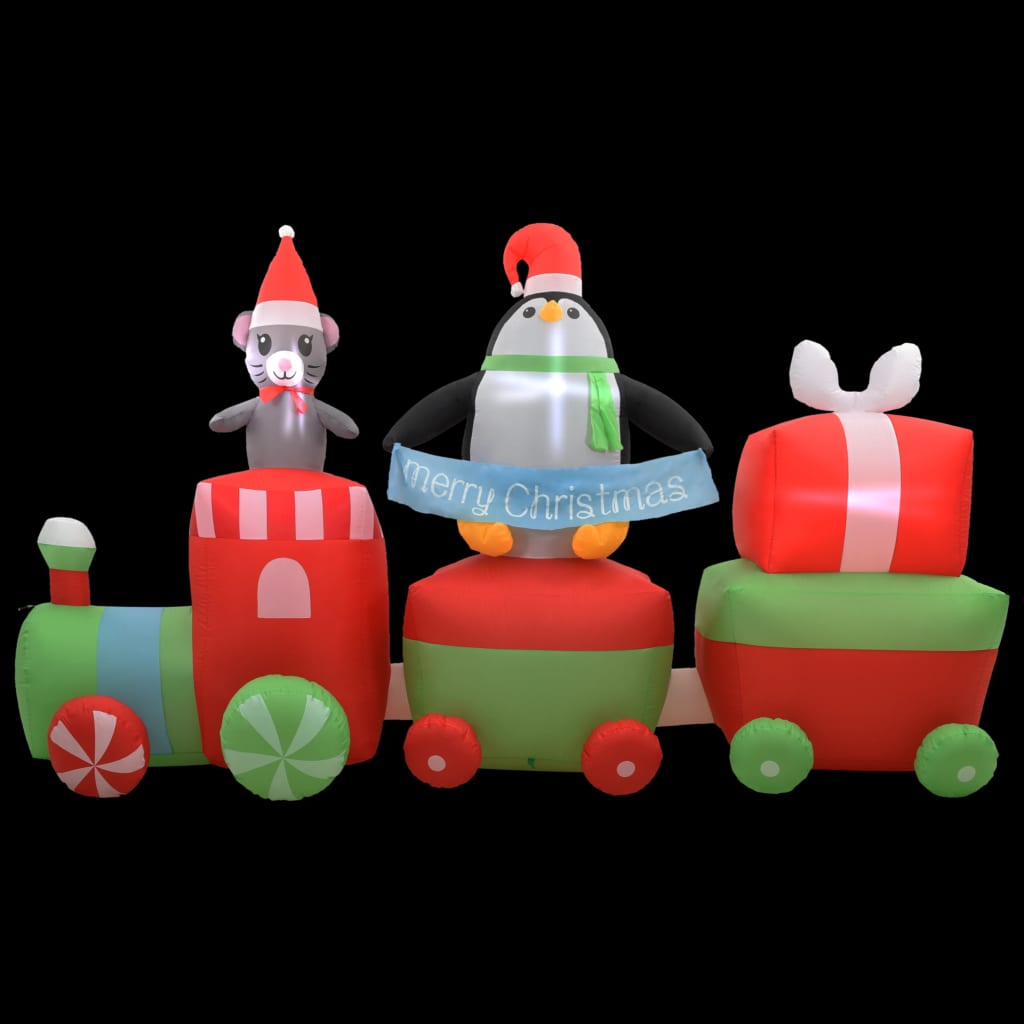 Kersttrein Met Pinguïn En Muis Opblaasbaar Led Ip44 350 Cm