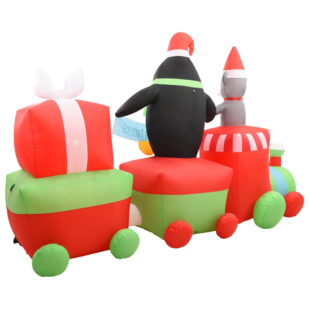 Kersttrein Met Pinguïn En Muis Opblaasbaar Led Ip44 350 Cm