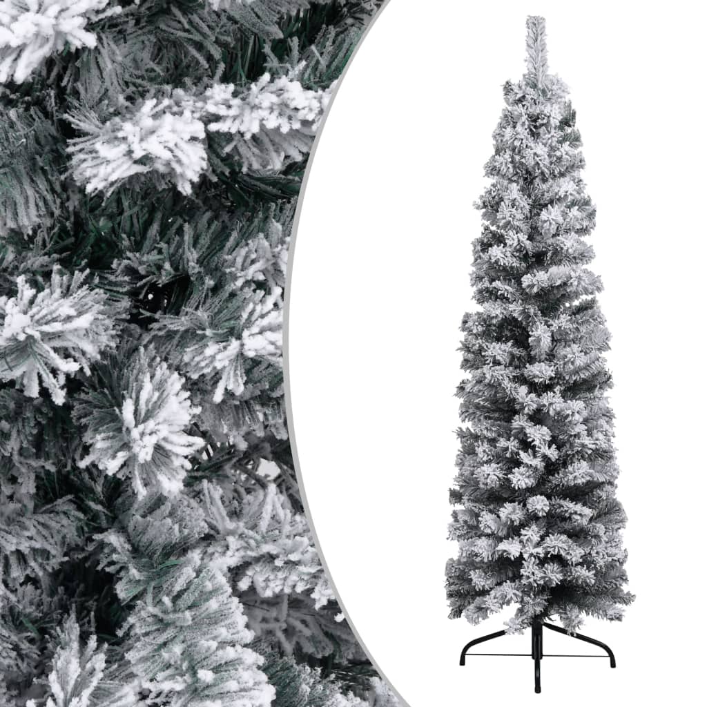 Kunstkerstboom Met Sneeuw Smal 150 Cm Pvc Groen