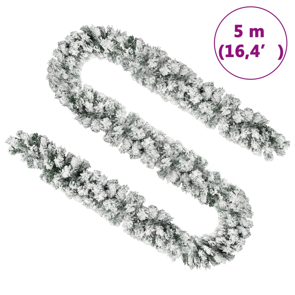 Kerstslinger Met Sneeuw 5 M Pvc Groen