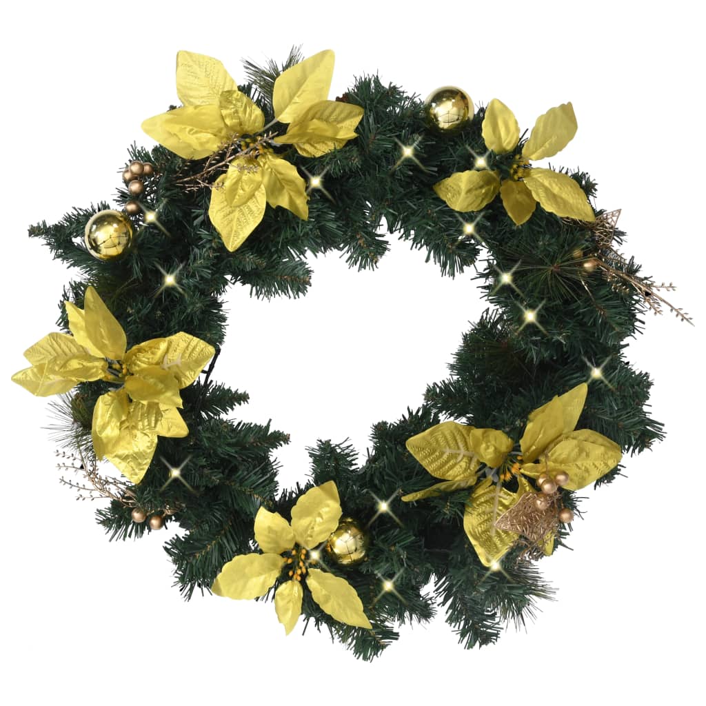 Kerstkrans Met Led-Lampjes 60 Cm Pvc Groen