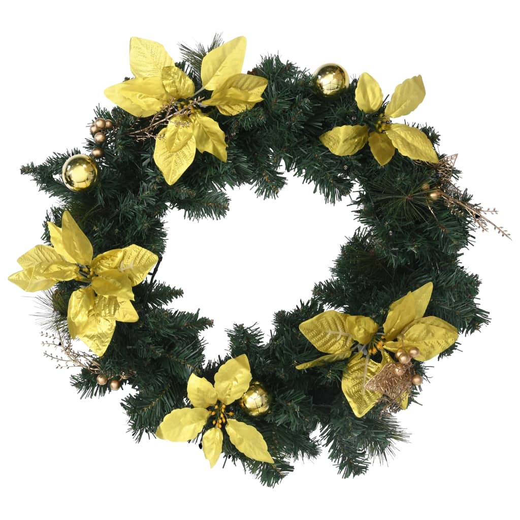 Kerstkrans Met Led-Lampjes 60 Cm Pvc Groen