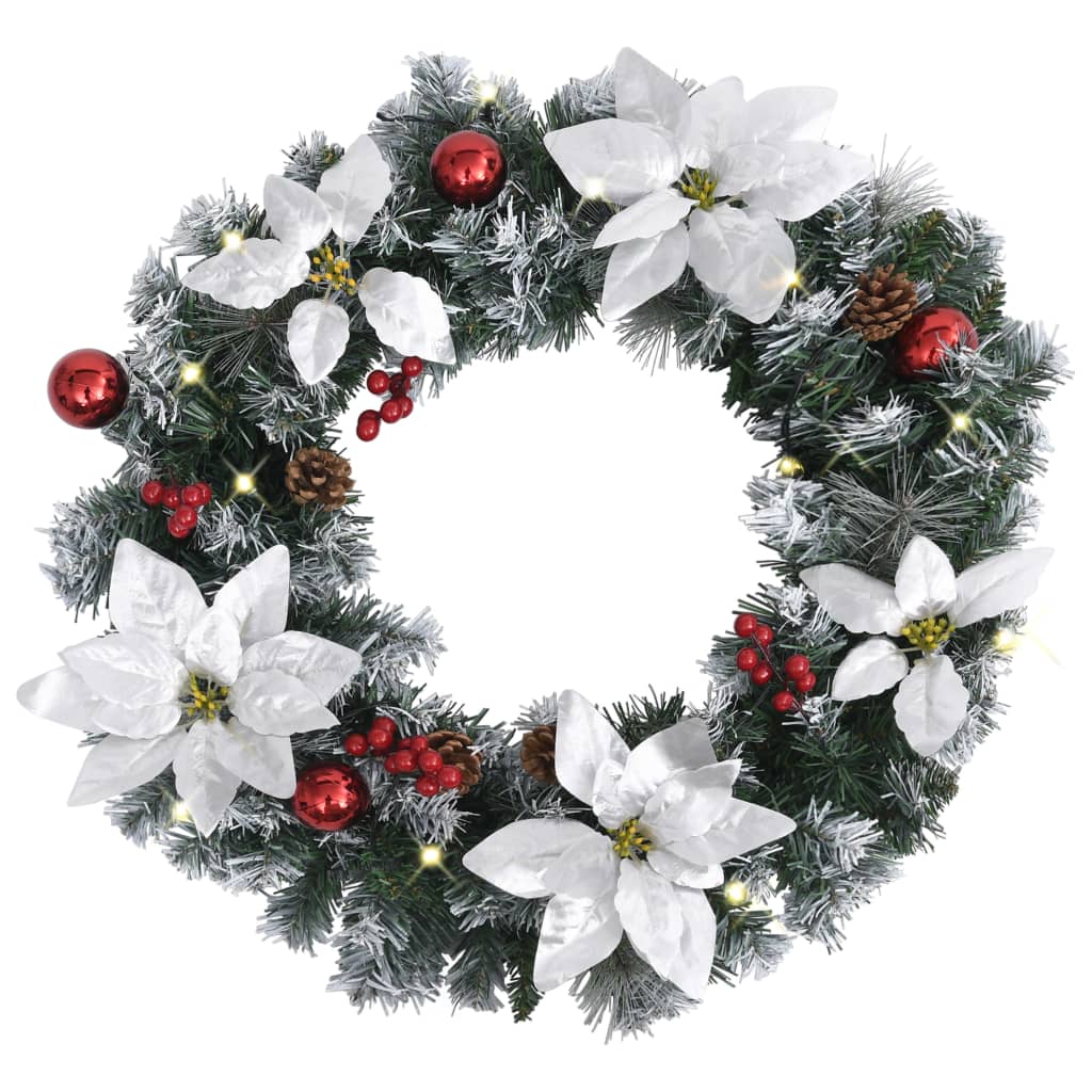 Kerstkrans Met Led-Lampjes 60 Cm Pvc Groen